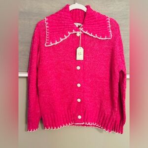 NWT JODIFL Fuchsia Button-Up Cardigan Sweater! SZ Sm Oversized